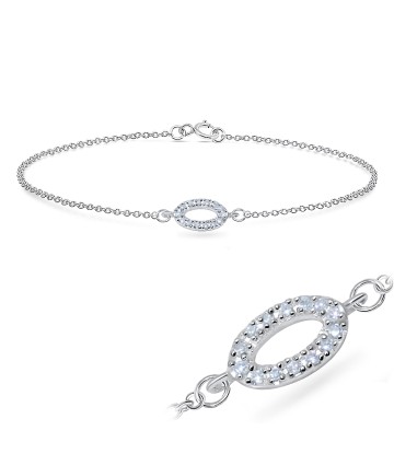 Ring Oval Shape CZ Setting Silver Bracelet BRS-556